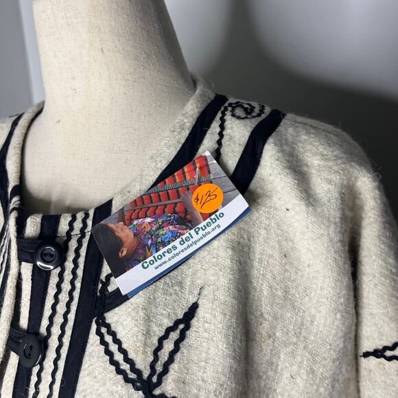 Colores del Pueblo Women's Sweater OS Serape Cloak White Wool Guatemalan Ethnic - Picture 6 of 10